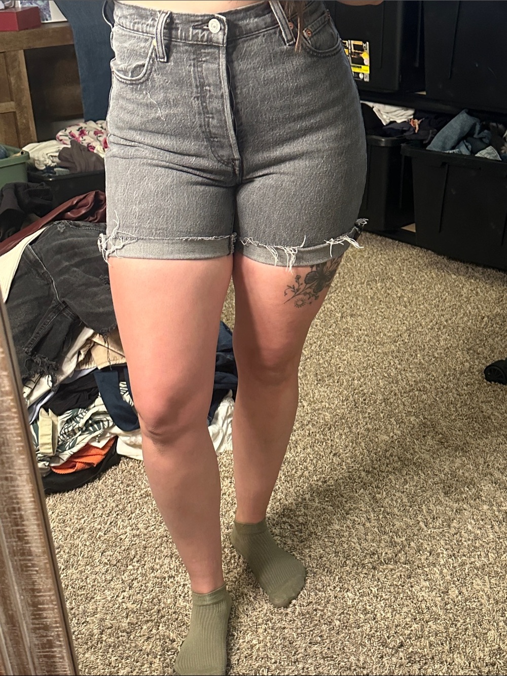 Levi’s High-Waist Gray Denim‎ Cutoff Shorts
